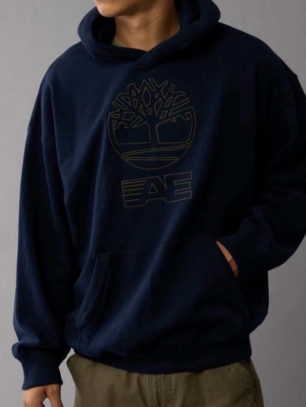 Timberland Dark Navy Pullover Hoodie with Tree Logo